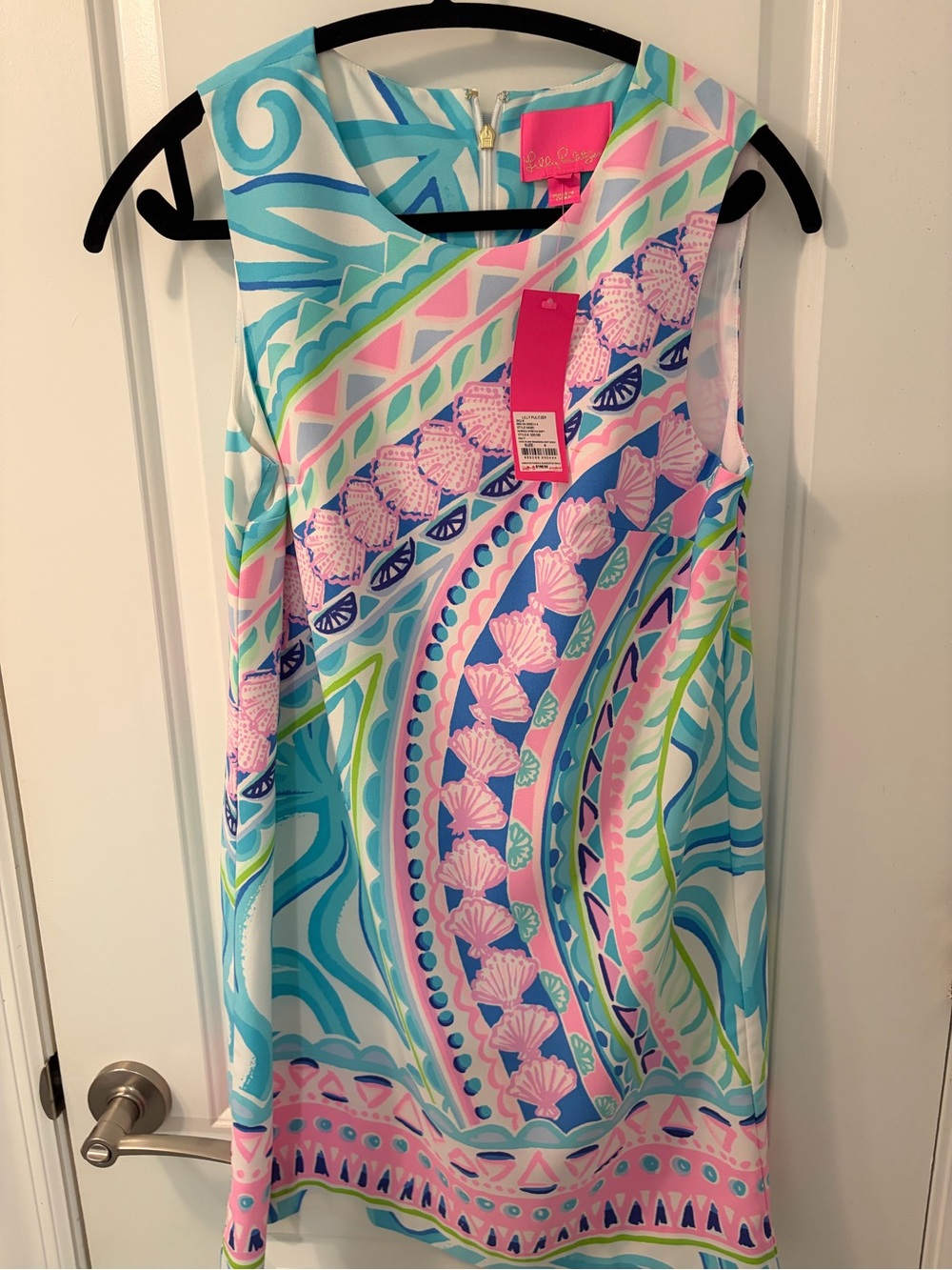 Lilly Pulitzer Sleeveless Shift Dress in Aqua, Pink & Green Print